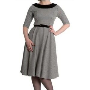 Hell Bunny Houndstooth Jackson Retro Pinup Swing Dress 26/28